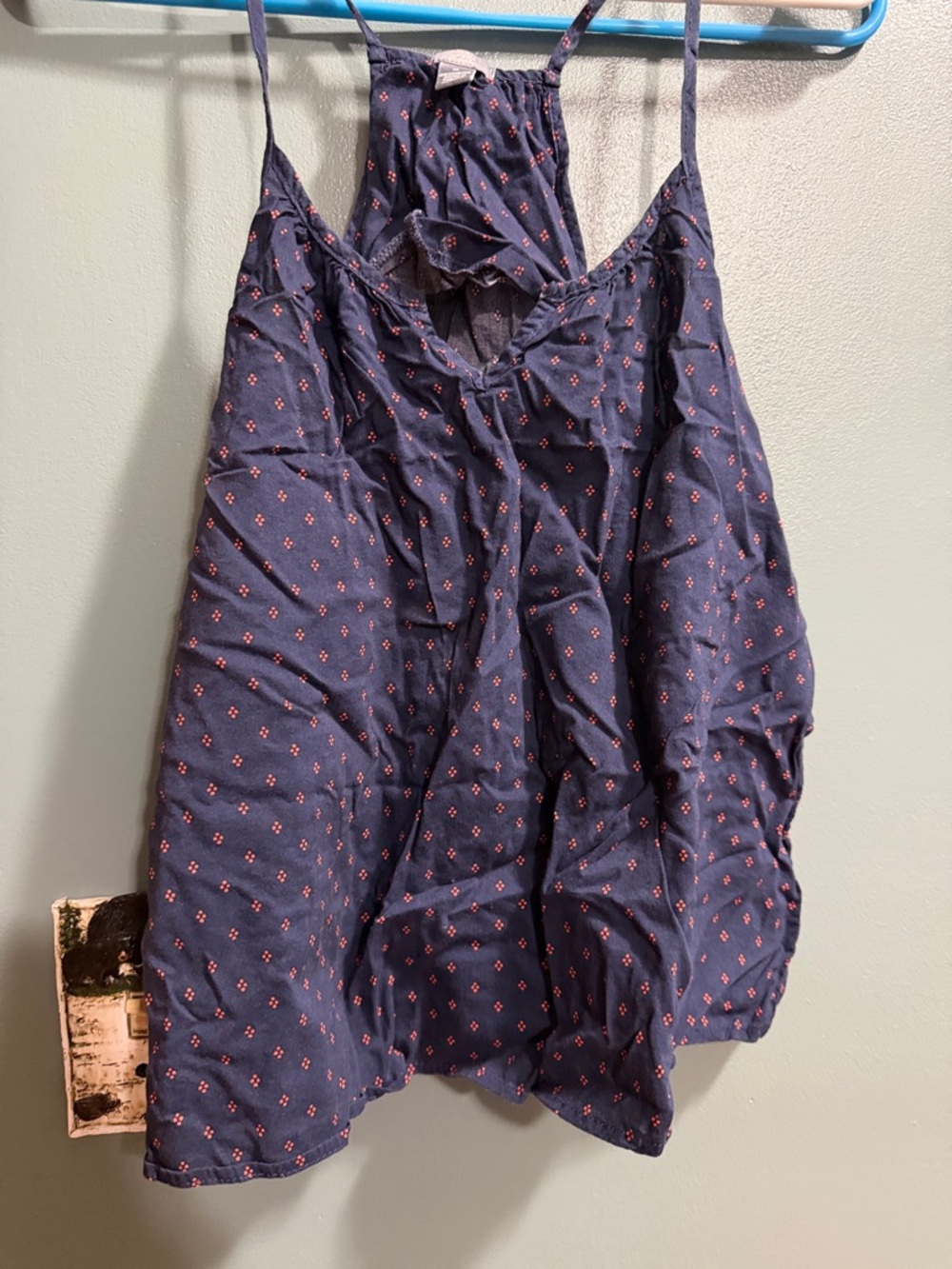 aerie Navy Blue Printed Spaghetti Strap Tank Top